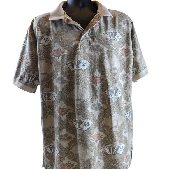 Big Dogs Polo Shirt Mens XL Poker Tropical Novelty Short Sleeve Vintage Attitude - Picture 2 of 11